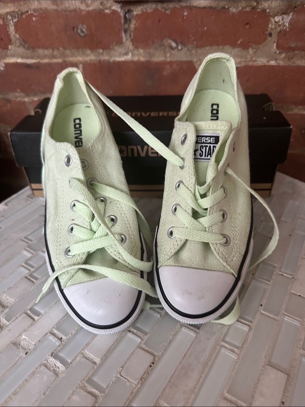 Converse Kids Low Top Sneakers - Pale Green & White - Picture 2 of 4